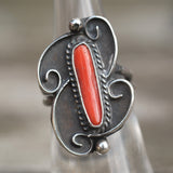 Vintage Sterling Coral Ring 5.5
