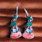 Vintage Sterling Multistone Inlay Earrings
