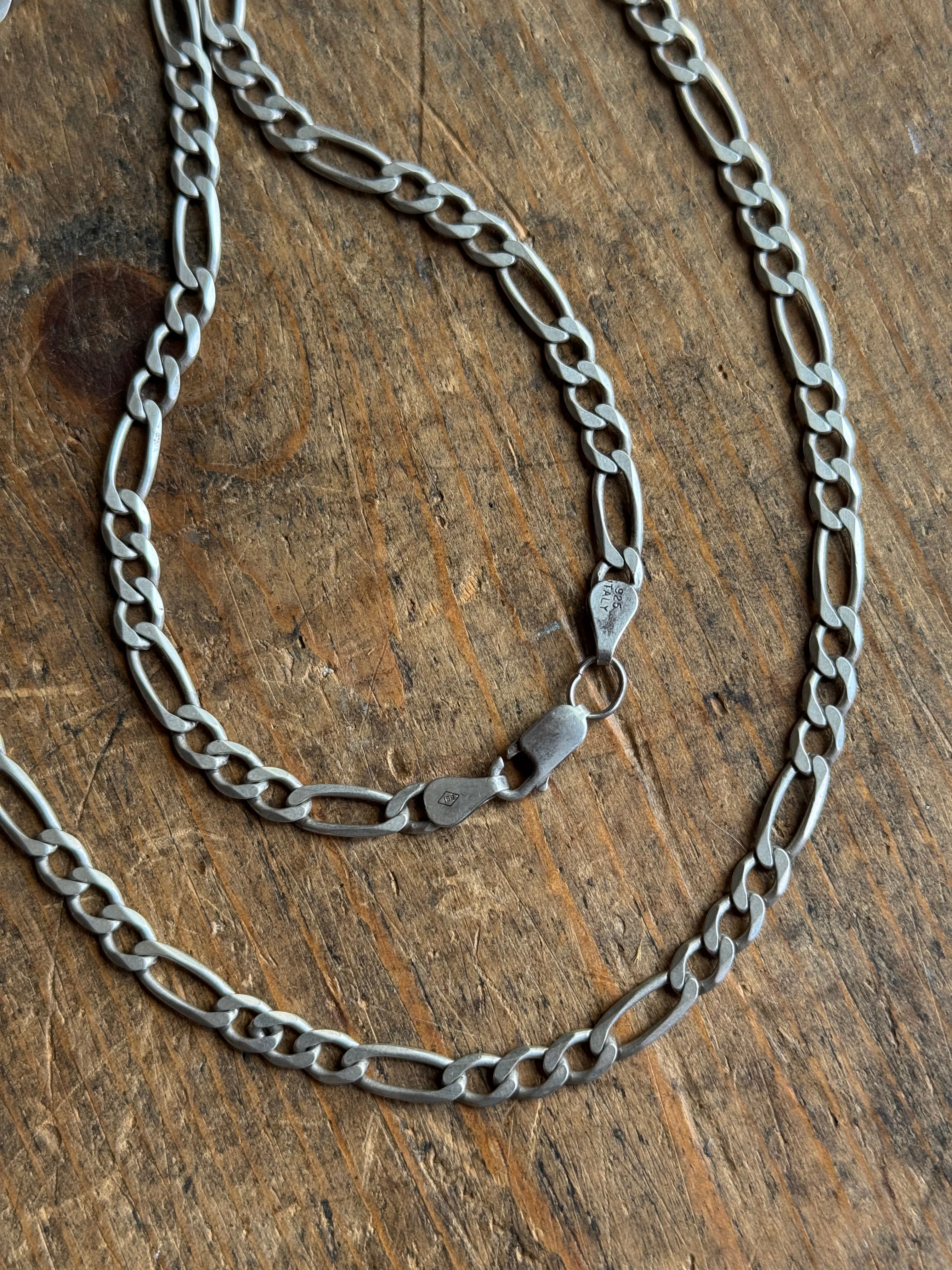 Vintage Sterling Silver 23” Figaro Chain