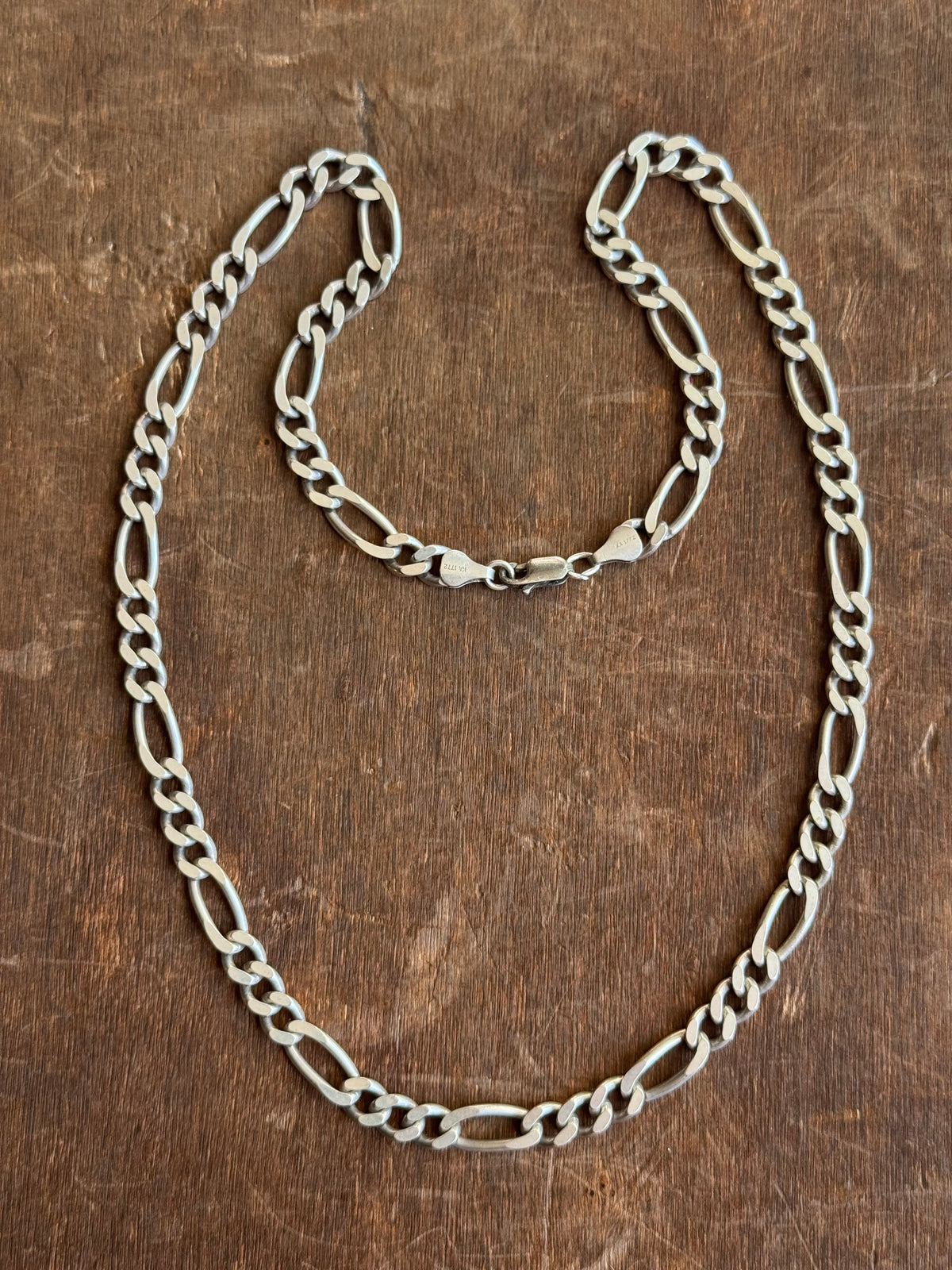 Vintage Sterling Silver 22” Figaro Chain