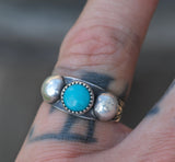 Vintage Sterling Turquoise Band 5.75