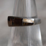 Vintage Sterling Tigers Eye and Onyx Inlay Band 6.25