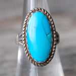 Vintage Sterling Turquoise Roper Ring 7