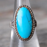 Vintage Sterling Turquoise Roper Ring 7