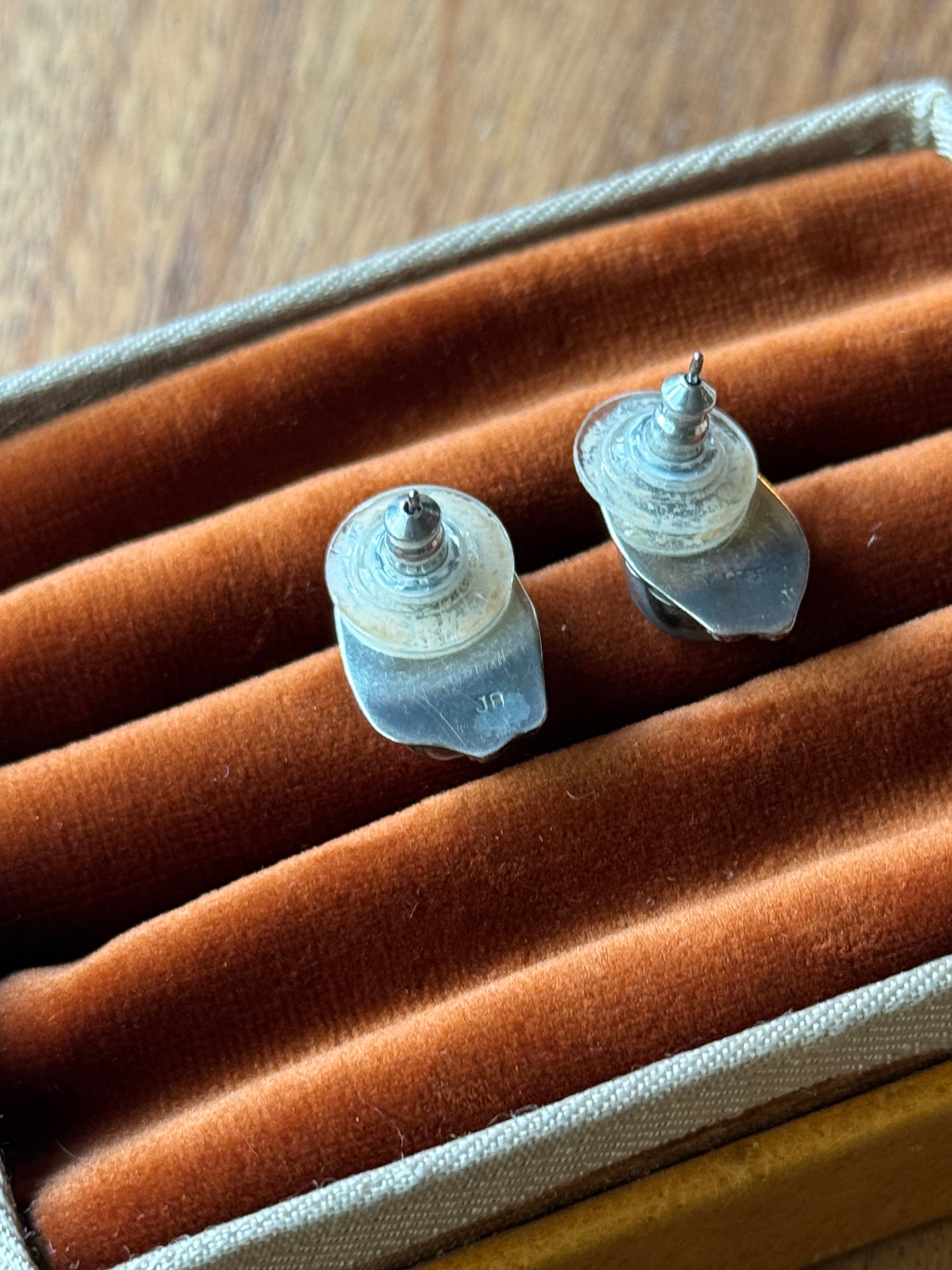 Vintage Sterling Silver White Buffalo Earrings