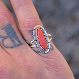 Vintage Sterling Coral RIng 6
