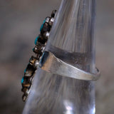 Vintage Sterling Turquoise Cluster Ring 6.5