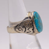 Vintage Sterling Turquoise Stamped Band Ring 7.5