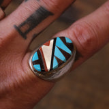 Vintage Sterling Zuni Inlay Ring 10