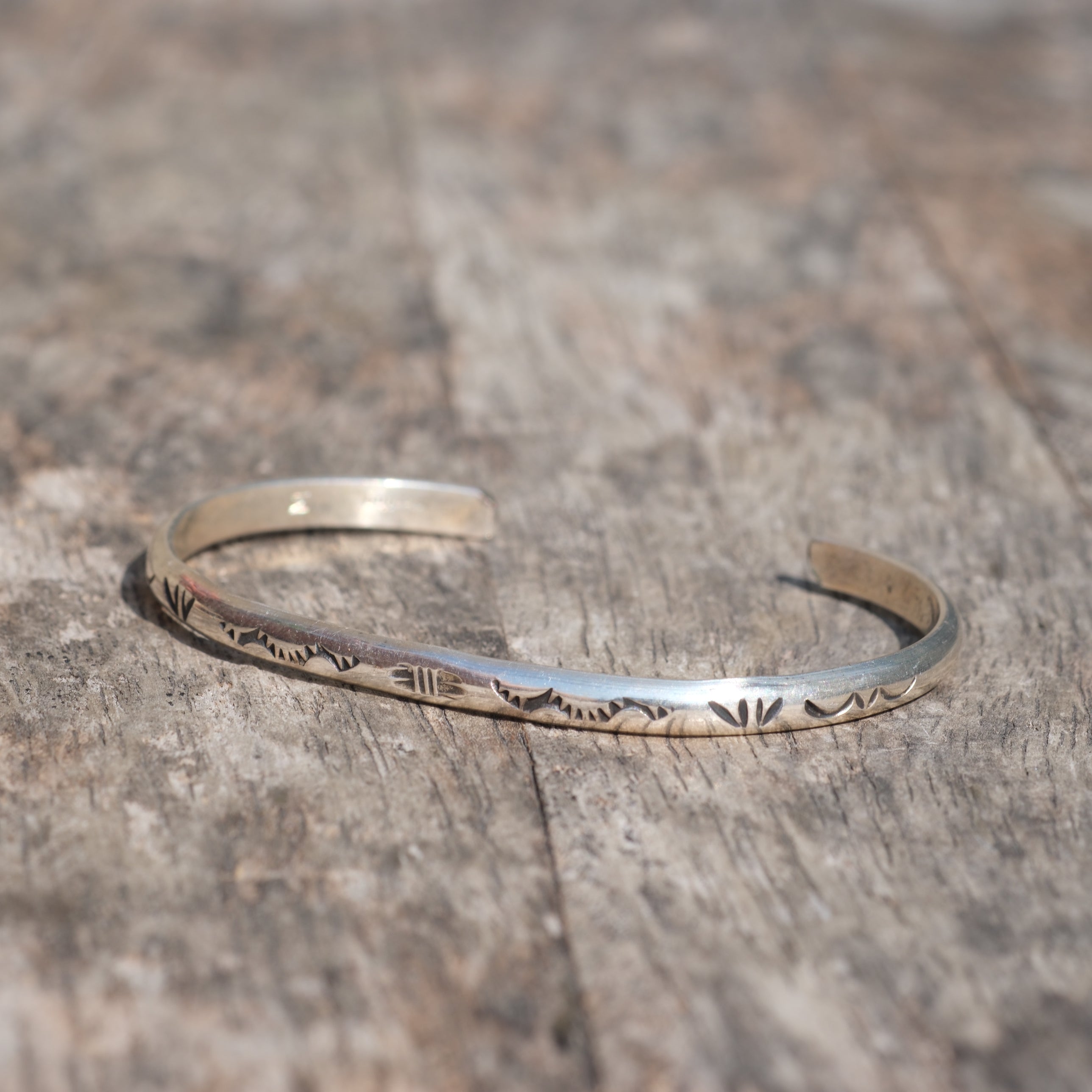 Vintage Sterling Silver Snake Stamped Cuff