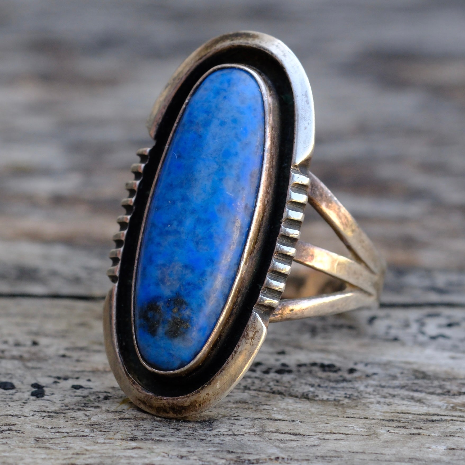 Vintage Sterling Lapis Ring 6.5