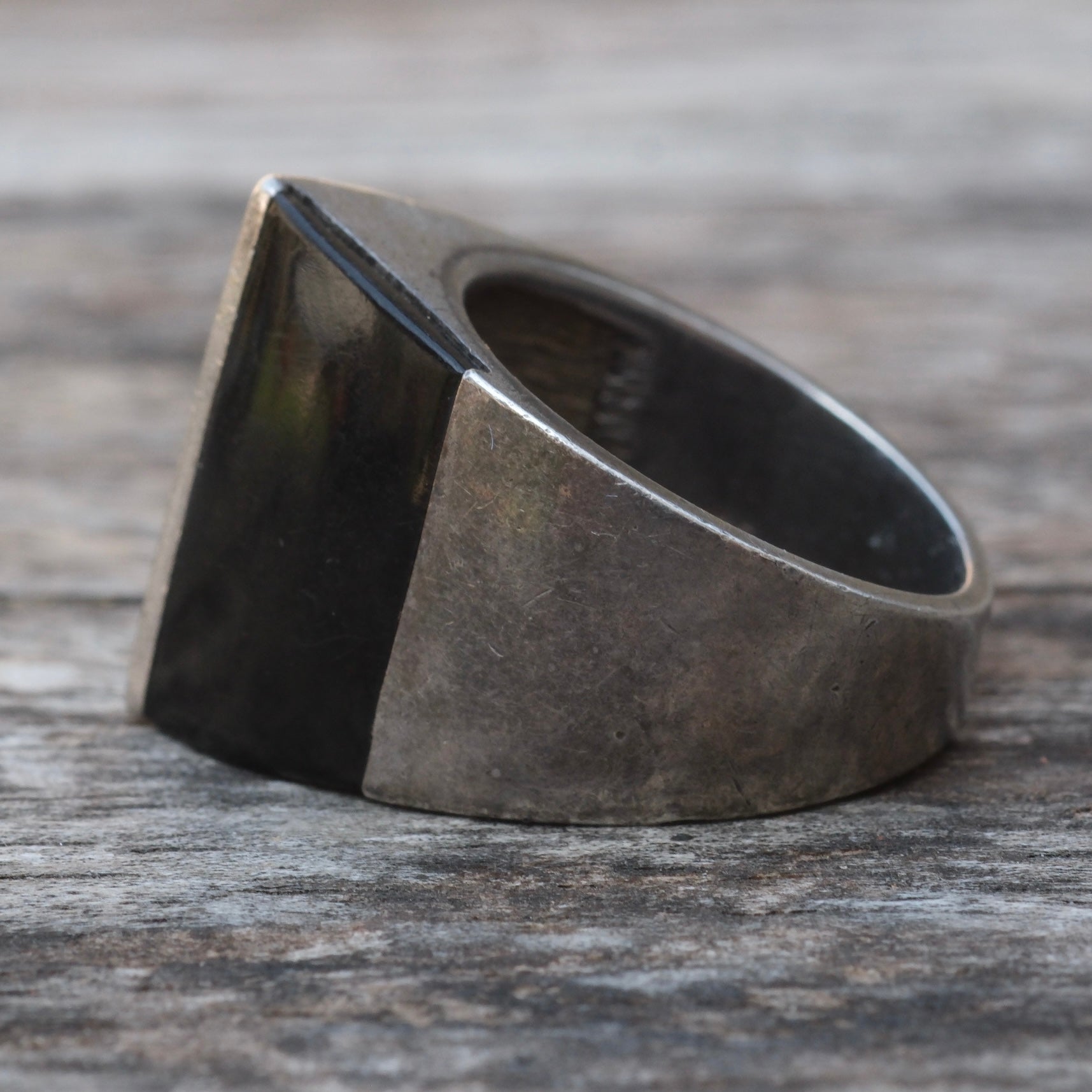 Vintage Sterling Onyx Ring 6.5
