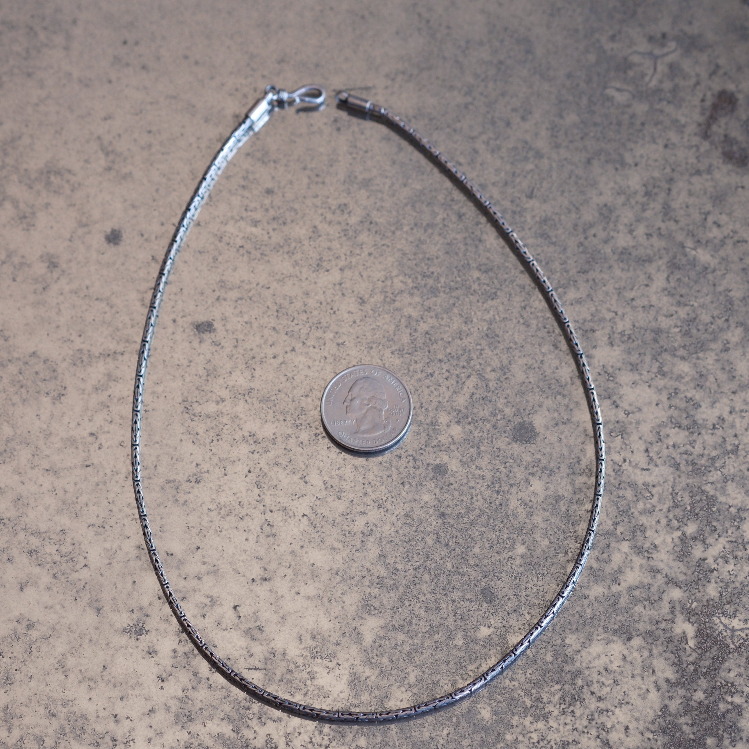 Vintage Sterling Silver Byzantine Chain Necklace 18"