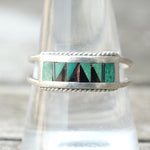 Vintage Sterling Multistone Inlay Band 10.5