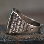 Vintage Sterling Turquoise and Mother Of Pearl Sunrise Ring 10.75