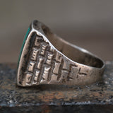 Vintage Sterling Turquoise and Mother Of Pearl Sunrise Ring 10.75