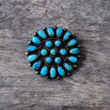 Vintage Sterling Zuni Turquoise Cluster Pin