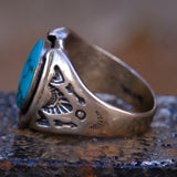 Vintage Sterling Turquoise Lucky Horseshoe Ring 9.5