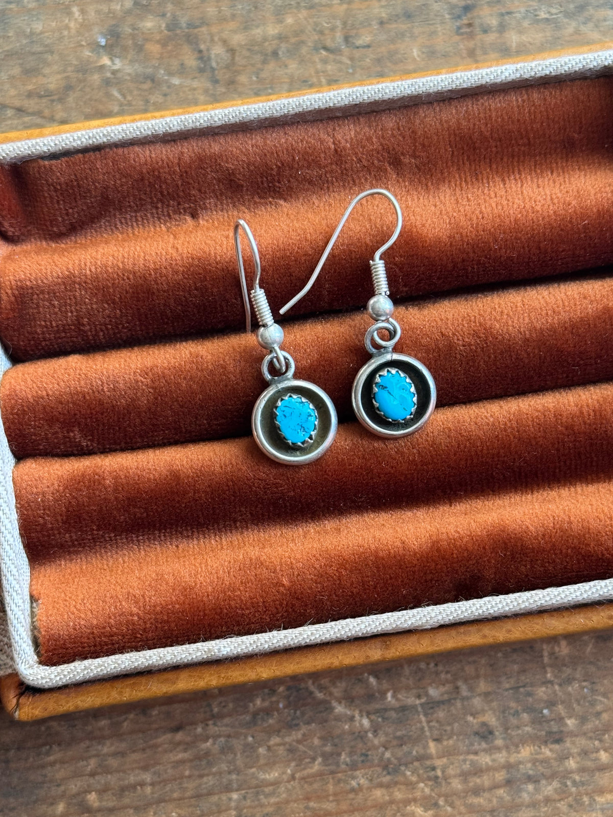 Vintage Sterling Silver Turquoise Shadowbox Earrings