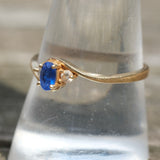 Vintage 14K Yellow Gold, Blue Spinel & Cubic Zirconia Ring 9.5