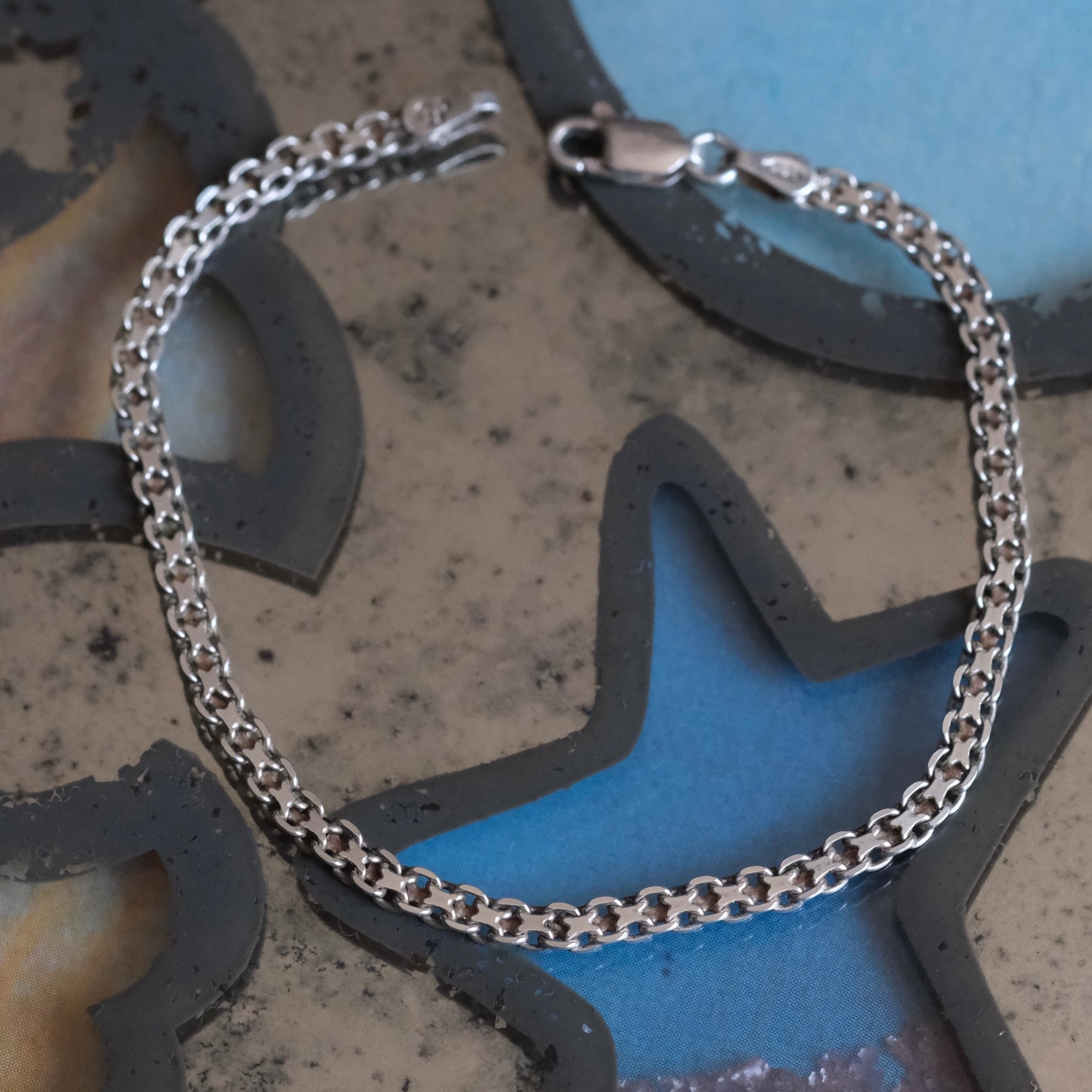 Vintage Sterling Silver Bismark Chain Bracelet 6.75"
