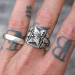 Vintage Sterling Silver Feather Signet Ring 10.5
