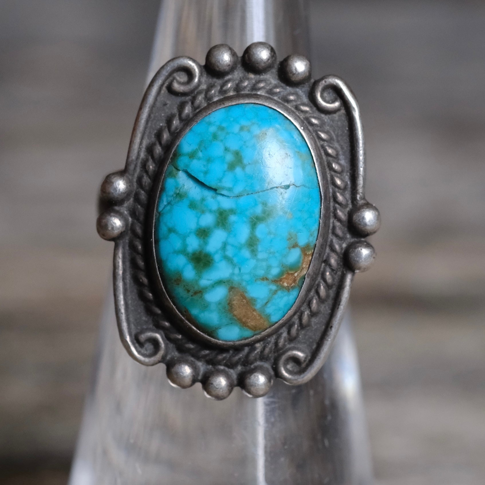 Vintage Sterling Turquoise Ring 4.75
