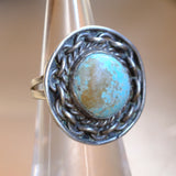 Vintage Sterling Turquoise Chain Ring 5.75