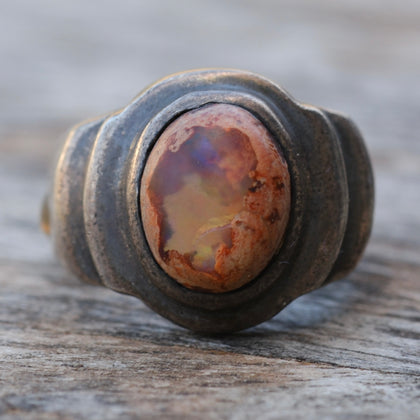 Vintage Sterling Fire Opal Ring 9.25