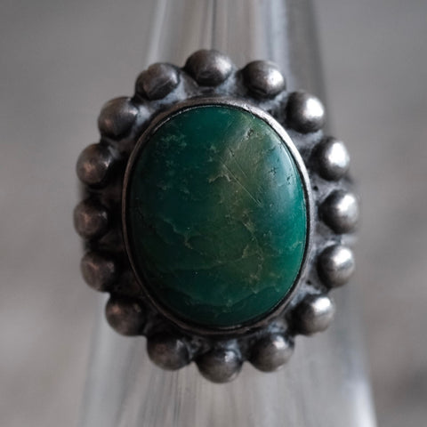 Vintage Sterling Turquoise Ring 4.5