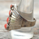 Vintage Sterling Coral Cluster Ring 11
