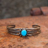 Vintage Sterling Turquoise Feather Cuff