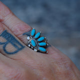 Vintage Sterling Turquoise Cluster Ring 6