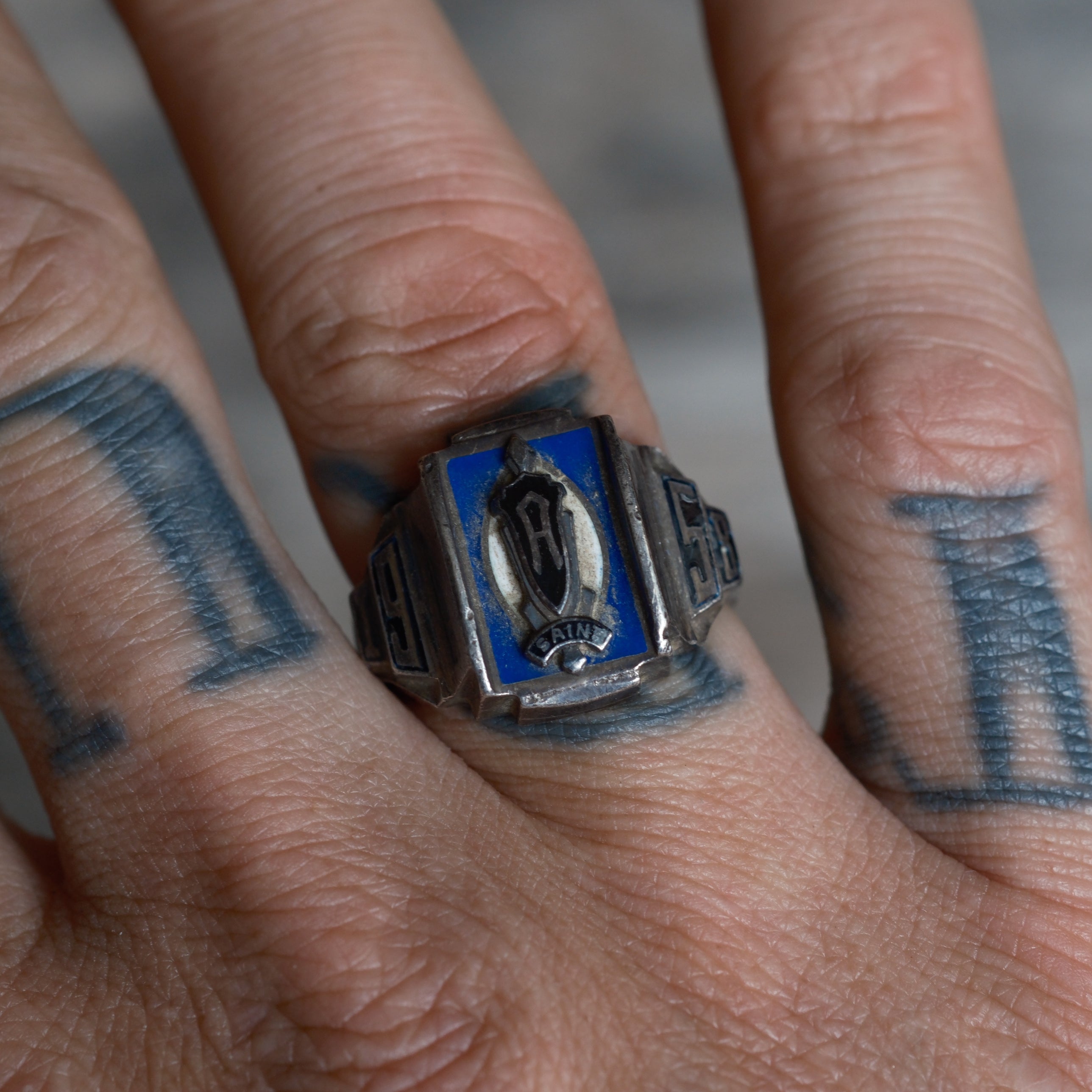 Vintage Sterling 1958 Class Ring 9.25