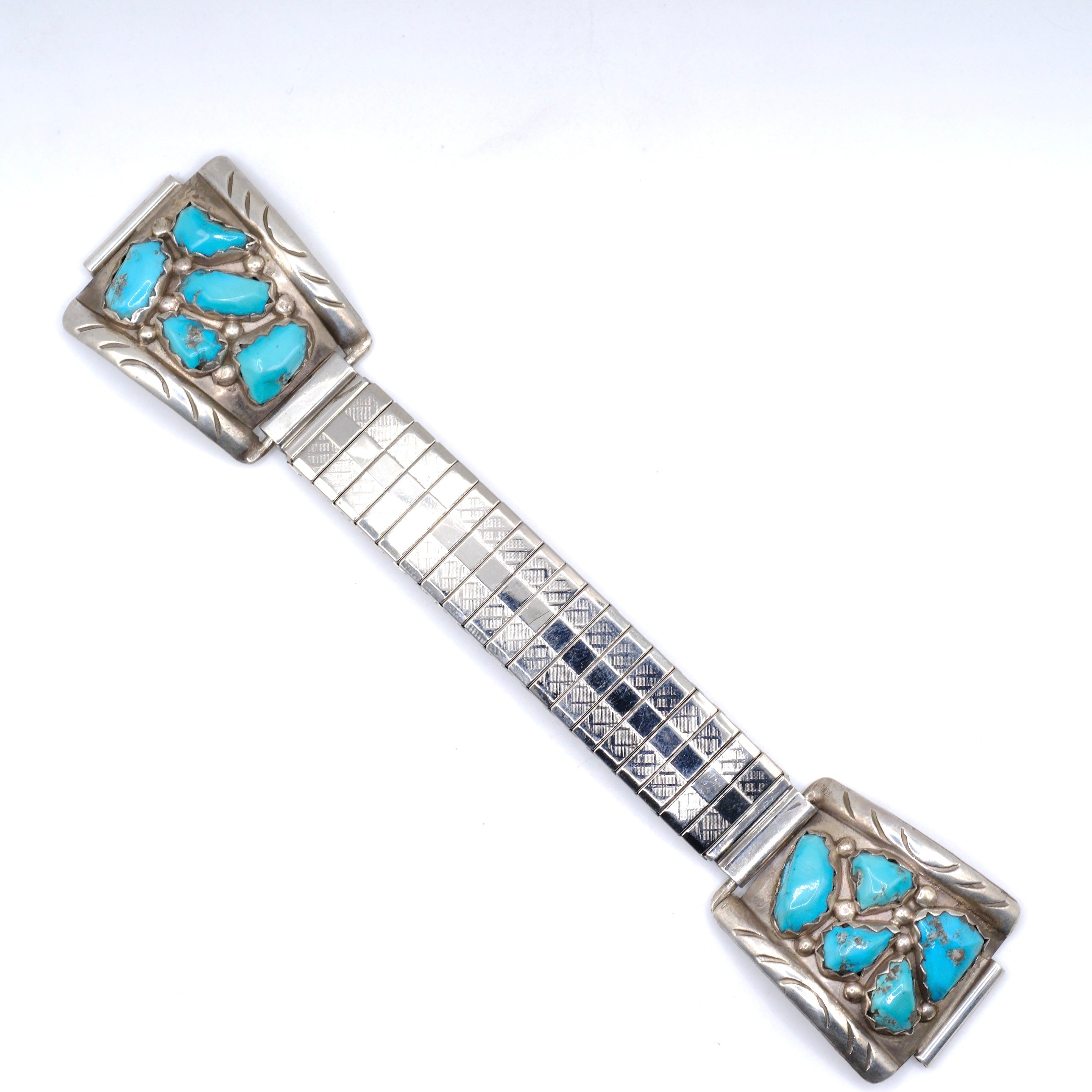 Vintage Sterling Turquoise Cluster Watch Band