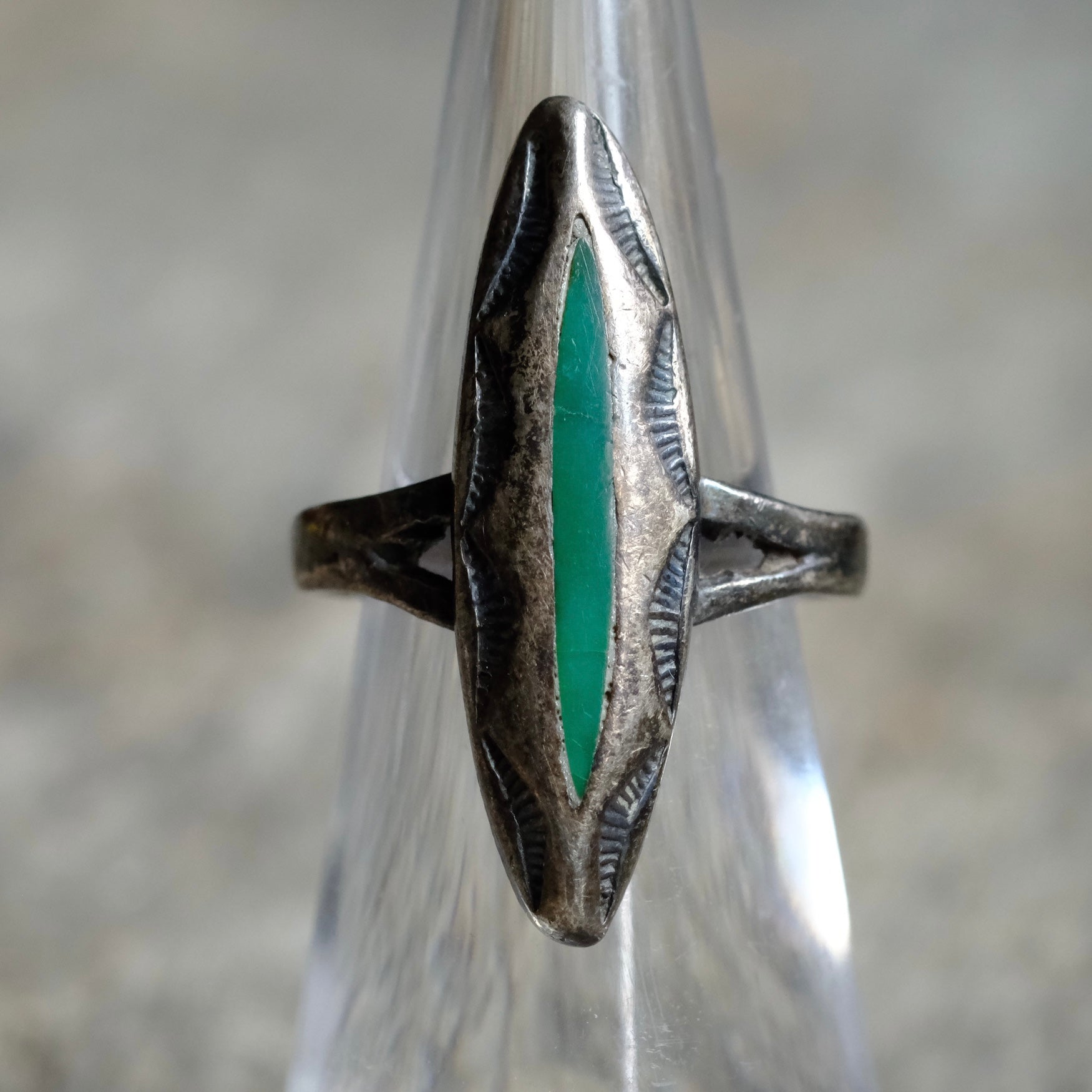 Older Vintage Sterling Turquoise Inlay Ring 4