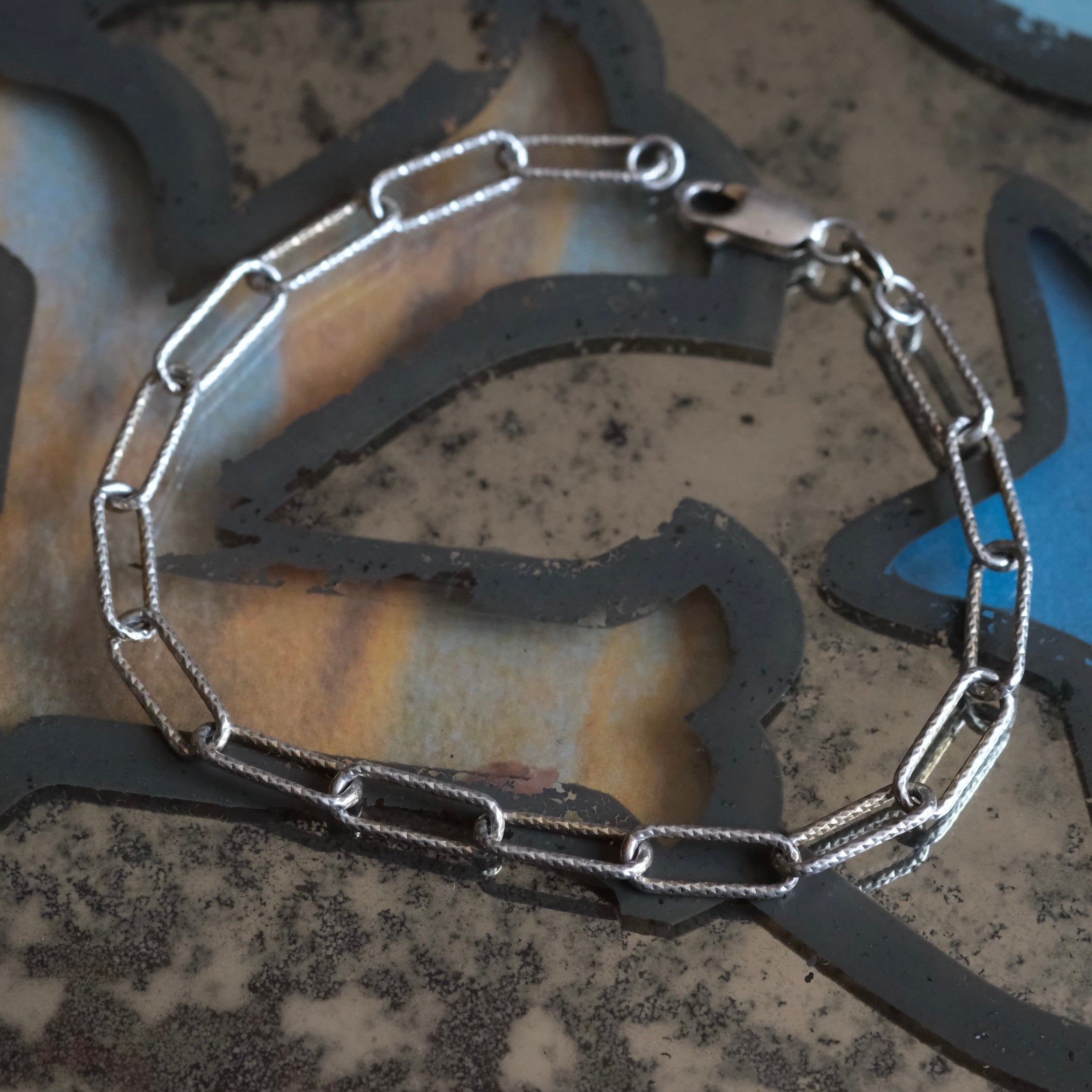 Vintage Sterling Paperclip Chain Bracelet 7.5"