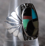 Vintage Sterling Zuni Inlay Ring 10.25