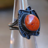 Vintage Sterling Coral Ring 4.75