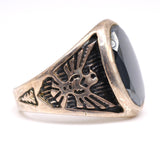 Vintage Sterling Hematite Thunderbird Ring 11