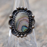 Vintage Sterling Abalone Florette Ring 6