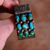 1950's Vintage Sterling 18 Stone Turquoise Watch Cuff