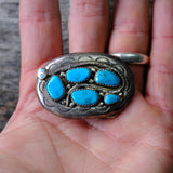 Small Ladies Vintage Sterling Turquoise Snake Belt Buckle