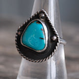 Vintage Sterling Turquoise Roper Ring 8