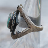 Vintage Sterling Turquoise Sandcast Ring 7.5