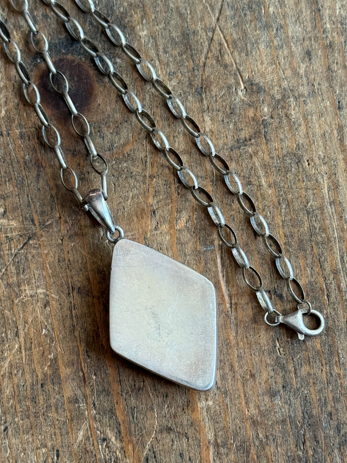 Vintage Sterling Silver Chunky Turquoise Diamond Necklace