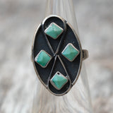 Vintage Sterling Turquoise Cluster Ring 4.5