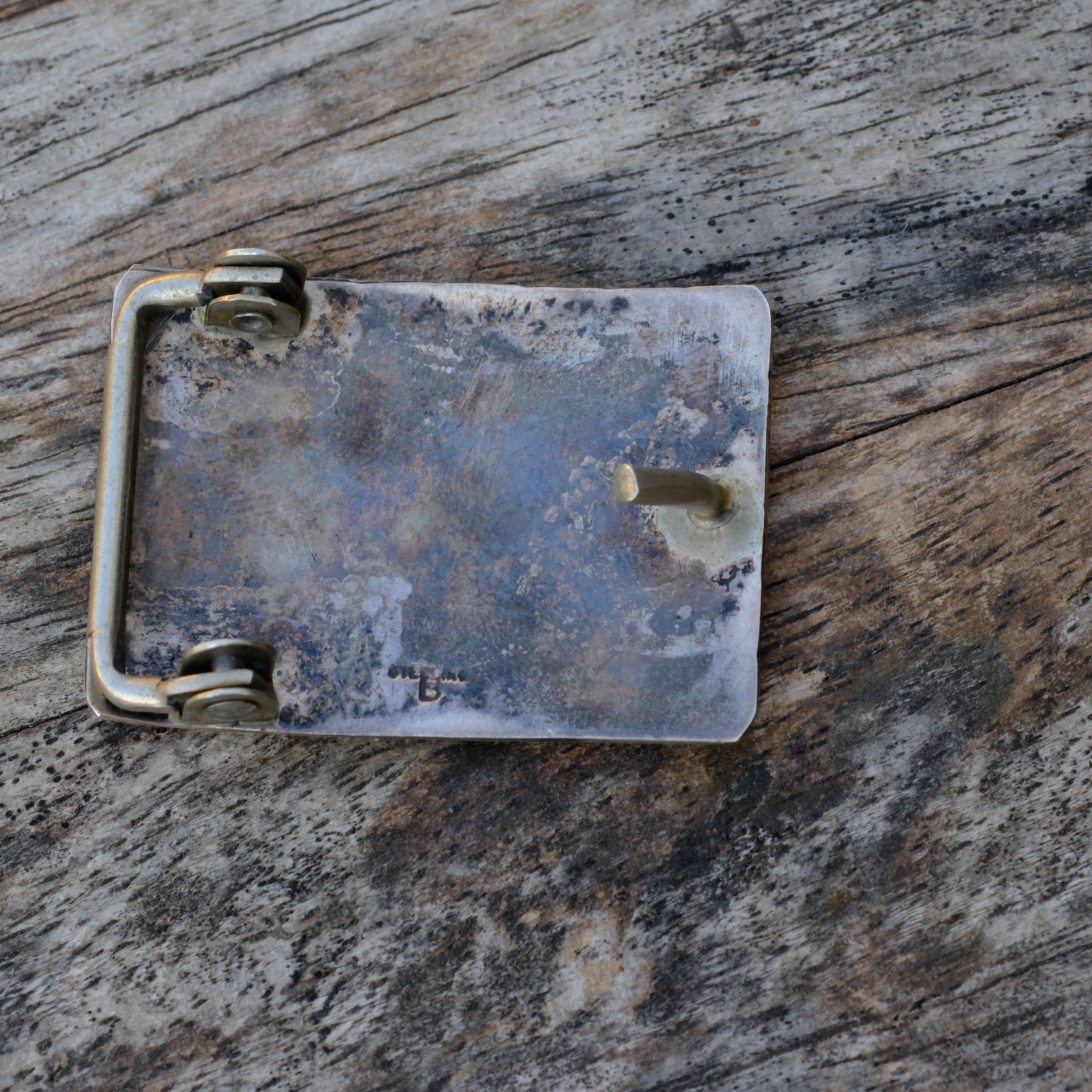 Vintage Sterling Ladies Turquoise and Coral Bear Paw Belt Buckle