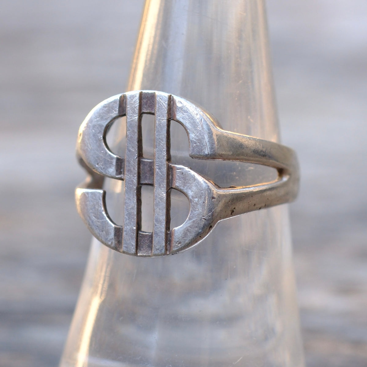 Vintage Sterling Silver Money Bags Ring 7.5