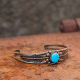 Vintage Sterling Turquoise Feather Cuff